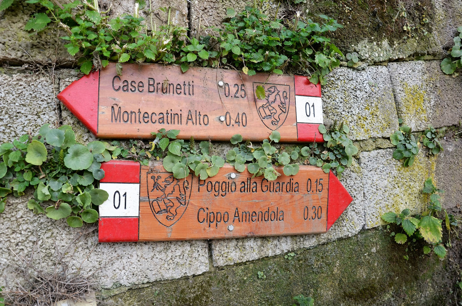 Hiking signs for Pieve a Nievole