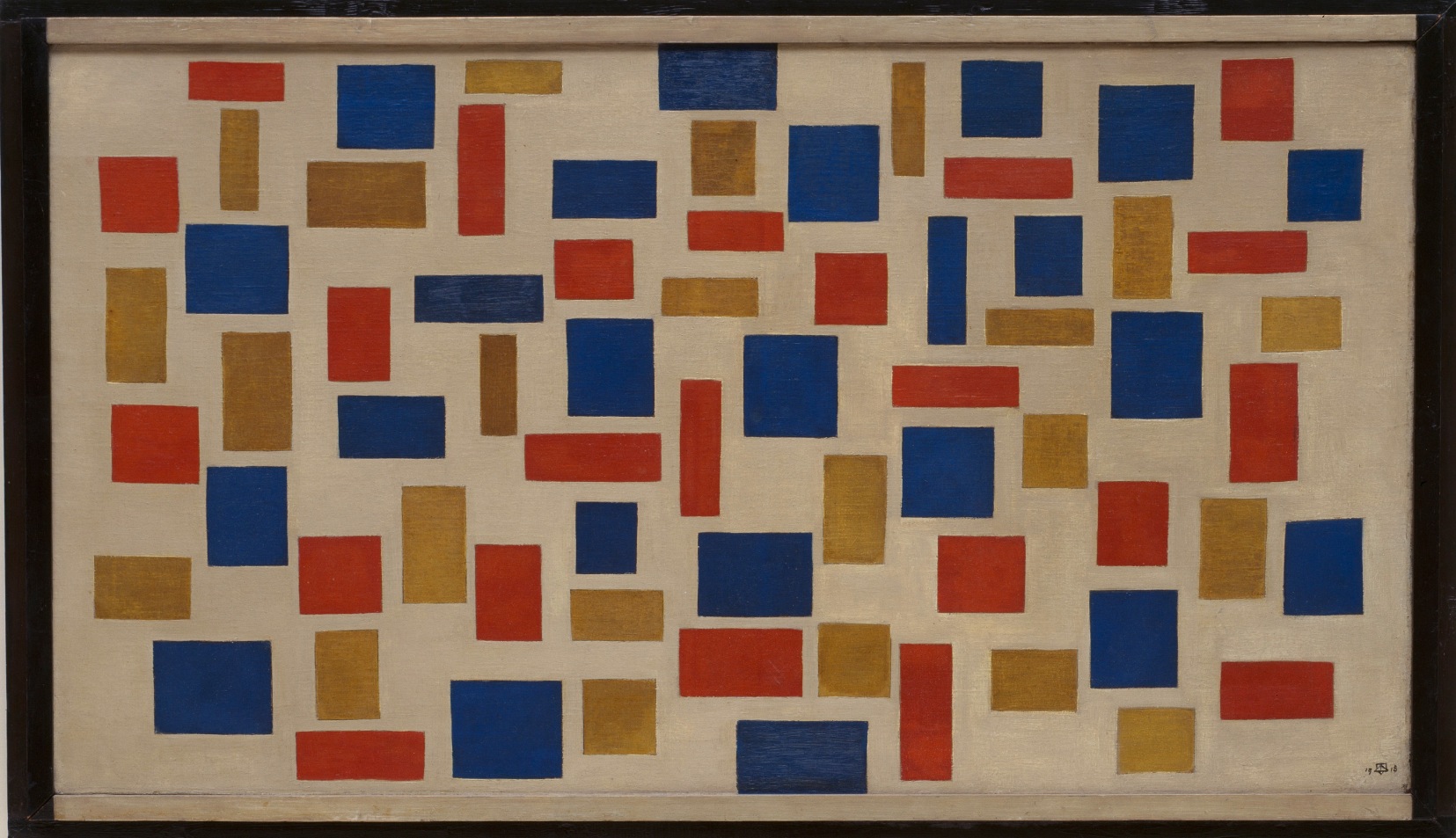 Composition XI (Kompositie XI) Theo van Doesburg (1883–1931), 1918. Oil on canvas in artist’s frame 64.6 x 109 cm (73.2 x 117.8 cm), Solomon R. Guggenheim Museum, New York 54.1360 Photo Ellen Labenski