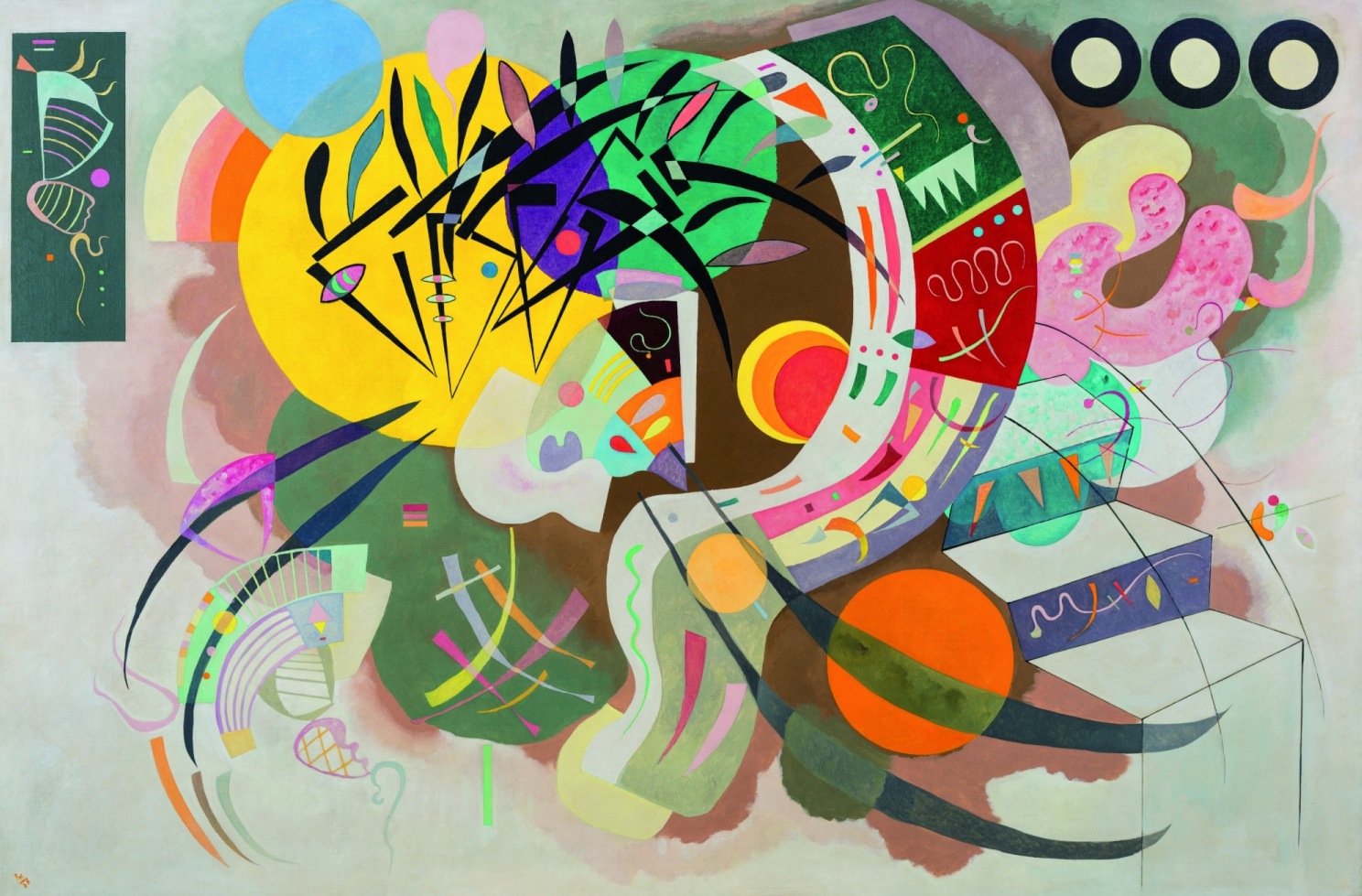 Dominant Curve (Courbe dominante) Vasily Kandinsky (1866–1944), April 1936. Oil on canvas, 129.2 x 194.3 cm. Solomon R. Guggenheim Museum, New York. Solomon R. Guggenheim Founding Collection 45.989. Photo by Kristopher McKay