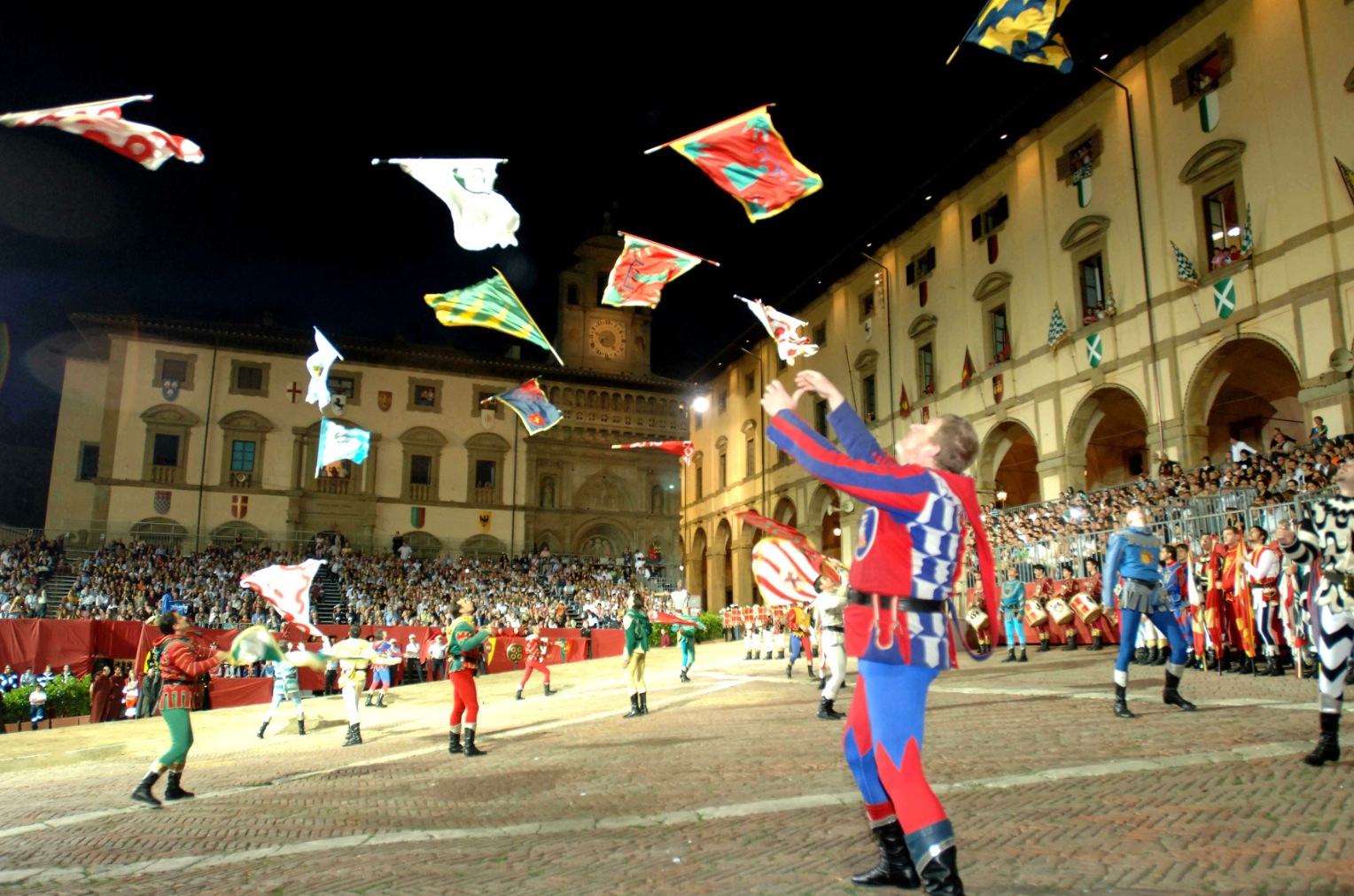 Flag throwers at work in Arezzo