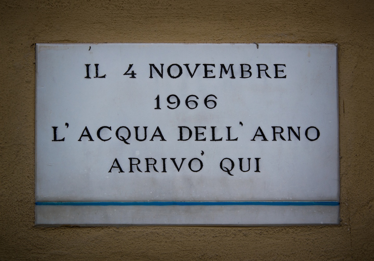 A Florentine flood marker indicating the depth of the waters in 1966