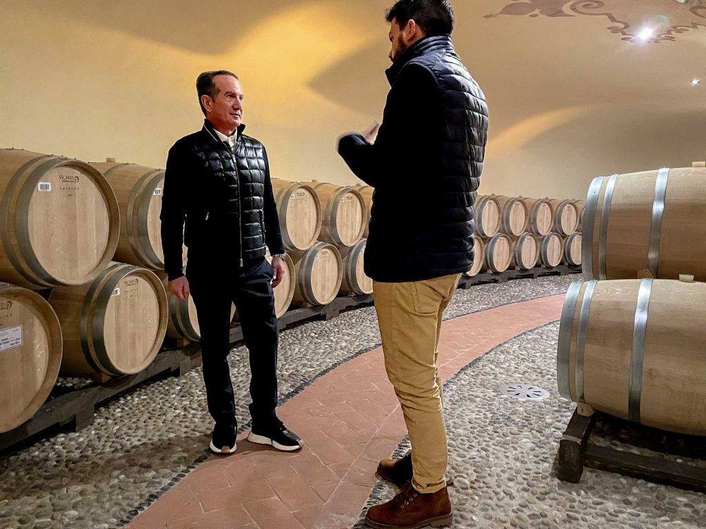 David Bach visits the cellar at Ruffino's Poggio Casciano