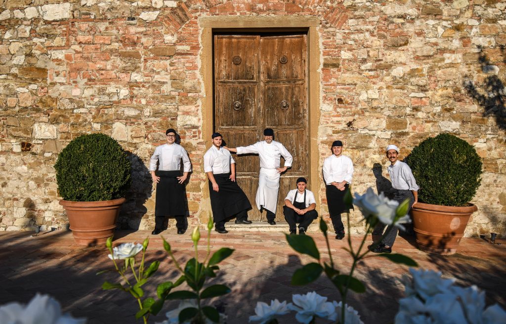 Kitchen team at Castello di Casole